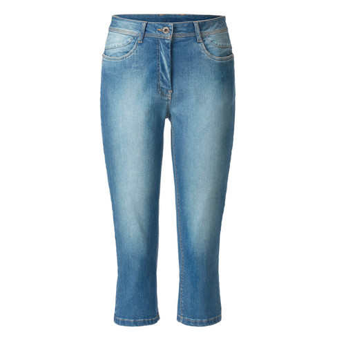 Image of Elastische capri-jeans van bio-katoen in 4-pocket-style, lichtblauw Maat: 40