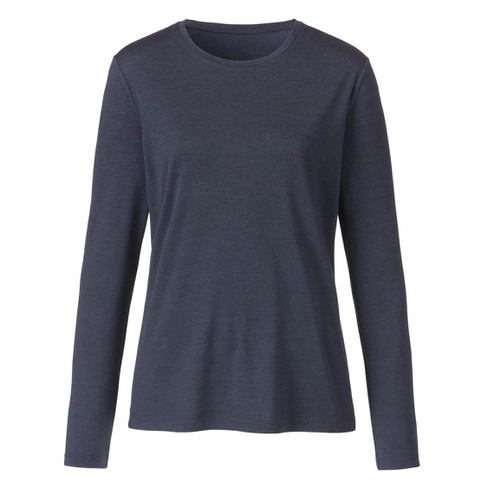 Image of Shirt met lange mouwen van bio-wol en bio-zijde, nachtblauw Maat: 40