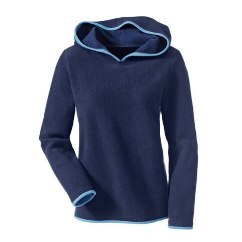 Image of Fleece pullover met capuchon van bio-katoen, nachtblauw/jeansblauw Maat: 44/46