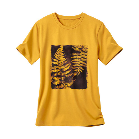 Image of T-shirt van bio-katoen met elastaan, geel Maat: L