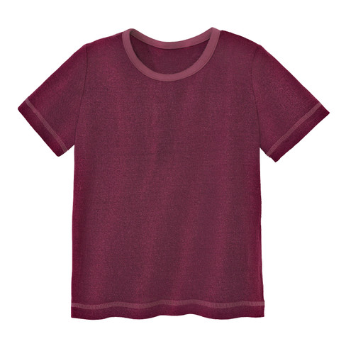 Image of Shirt met korte mouw van bourette zijde, bordeaux Maat: 110/116