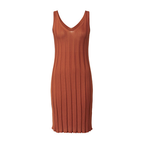 Image of Mouwloze gebreide jurk van bio-katoen, roest Maat: 36/38