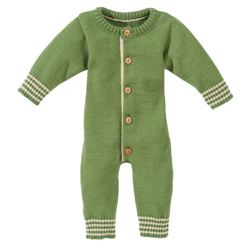 Image of Gebreid babypakje van bio-scheerwol, groen Maat: 50/56