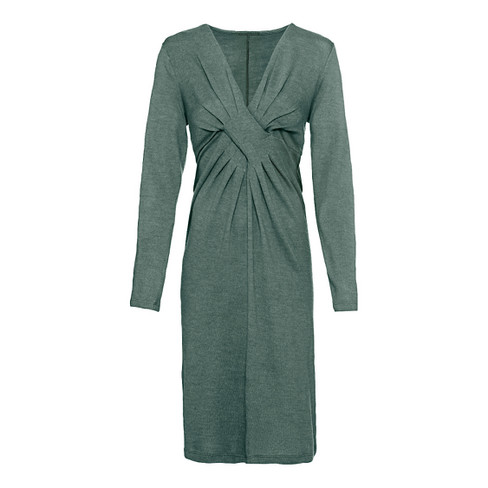 Image of Jersey jurk van bio-merinowol, zeegras Maat: 38