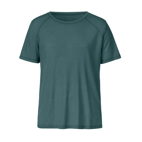 Image of Functioneel shirt met korte mouwen van bio-merinowol, petrol Maat: XXL