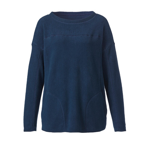 Fleece sweater van bio-katoen, marine