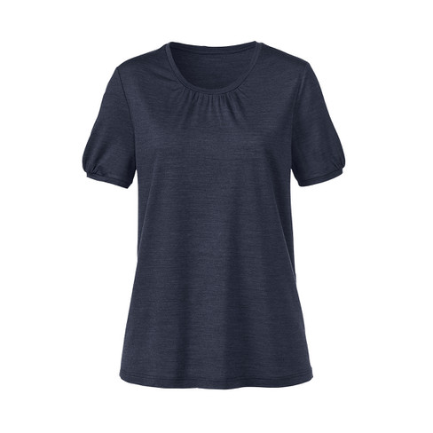 Image of T-shirt van bio-scheerwol en bio-zijde, nachtblauw Maat: 36