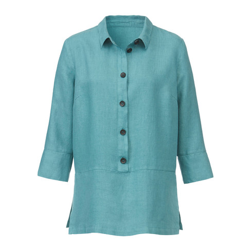 Image of Lichte linnen blouse, jade Maat: 44