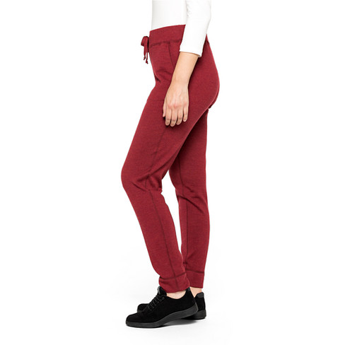 Wollen jersey broek van zuiver bio-merinowol, bordeaux