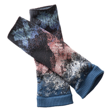 Jacquardgebreide armwarmers van zuivere bio-merinowol, drop-motief