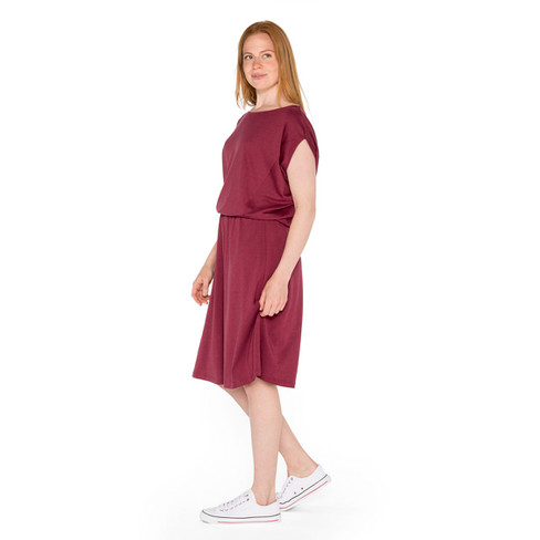 Jersey jurk van lyocell met bio-katoen, bordeaux