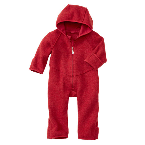 Image of Wolwalk overall voor baby's van bio-scheerwol, rood Maat: 50/56