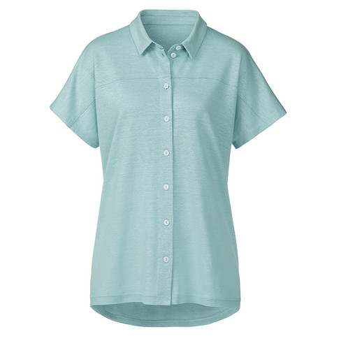 Image of Linnen-jersey blouse, waterblauw Maat: 36/38