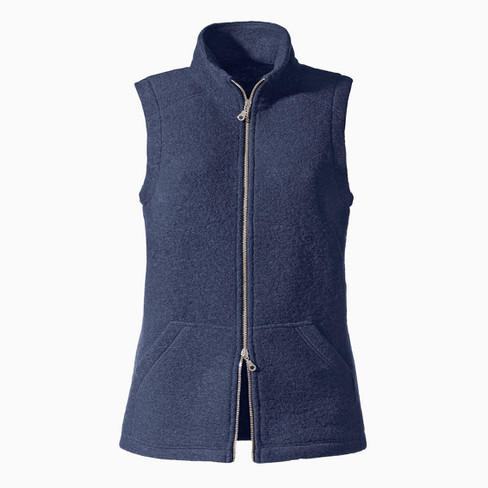 Image of Walkstof vest van bio-wol met bio-katoen, jeansblauw Maat: 36/38