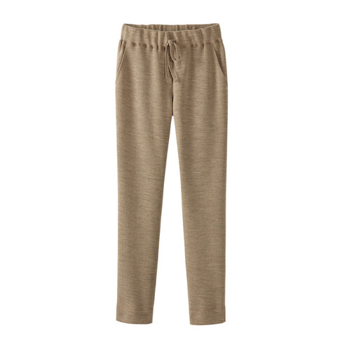 Wollen jersey broek van zuiver bio-merinowol, camel