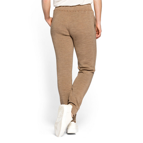 Wollen jersey broek van zuiver bio-merinowol, camel