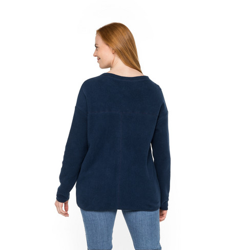 Fleece sweater van bio-katoen, nachtblauw