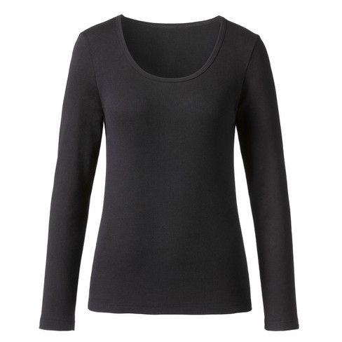 Shirt met lange mouwen van zuiver bio-katoen, onyx