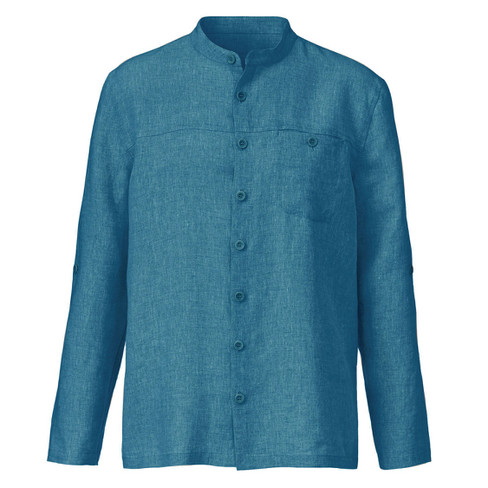 Image of Overhemd met lange mouwen van linnen, arctic Maat: L