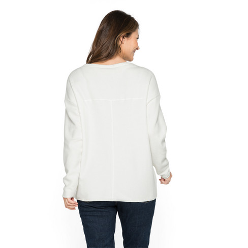 Fleece sweater van bio-katoen, ecru