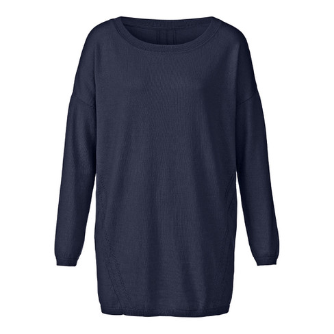 Image of Pullover van bio-katoen en bio-scheerwol, nachtblauw Maat: 36/38