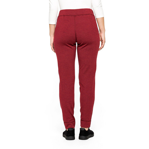 Wollen jersey broek van zuiver bio-merinowol, bordeaux