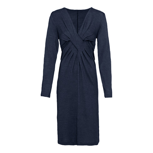 Image of Jersey jurk van bio-merinowol, nachtblauw Maat: 46