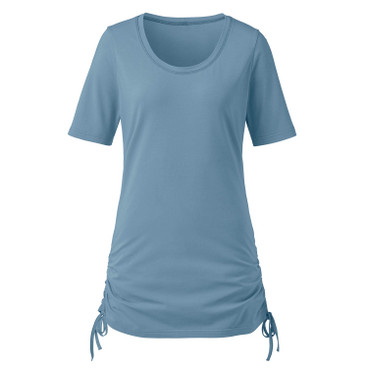 T-shirt met gerimpelde zoom van bio-katoen, blauwspar