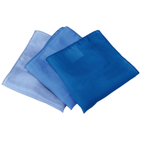 Image of Set doekjes van biologische zijde, blauw tinten Maat: l 27 x b 27 cm
