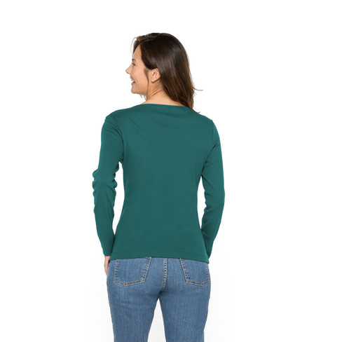 Shirt met lange mouwen van bio-katoen, smaragd