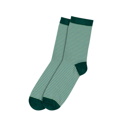 Image of Gestreepte sokken van bio-katoen, groen Maat: 35-38