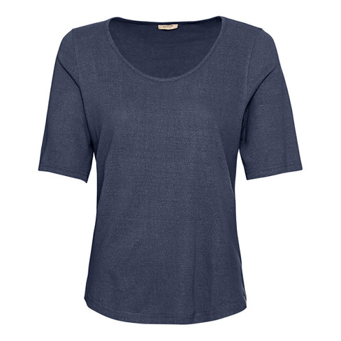 Image of Shirt met korte mouwen van bourette zijdenjersey, oceaan Maat: 40/42