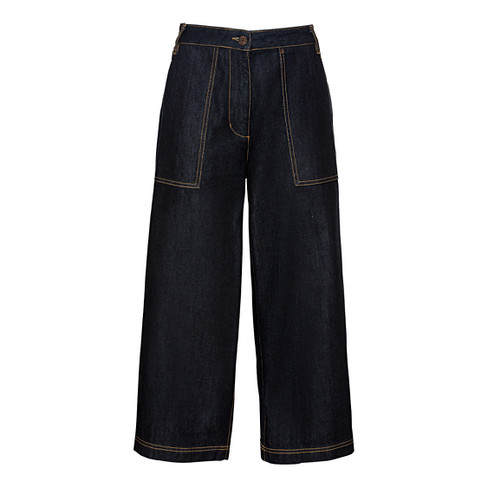 Image of 3/4-jeans van bio-katoen in culotte-stijl, donkerblauw Maat: 42