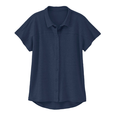 Image of Linnen-jersey blouse, nachtblauw Maat: 36/38