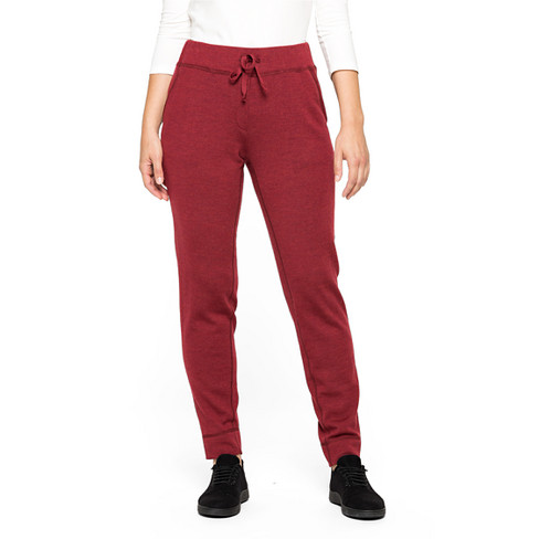 Wollen jersey broek van zuiver bio-merinowol, bordeaux