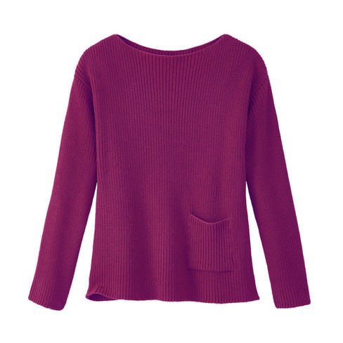 Image of Gebreide pullover van bio-katoen, roze Maat: 36/38