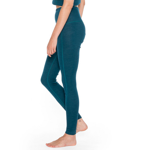 Thermo-legging van bio-merinowol met bio-zijde, oceaanblauw