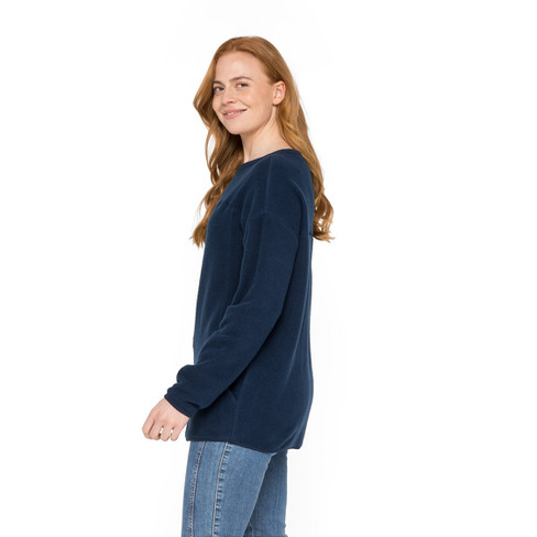 Fleece sweater van bio-katoen, marine