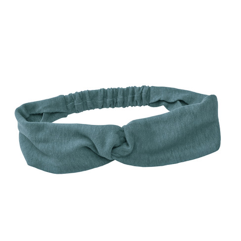 Image of Geplooide haarband van linnen met elastiek achter, lagune Maat: één maat