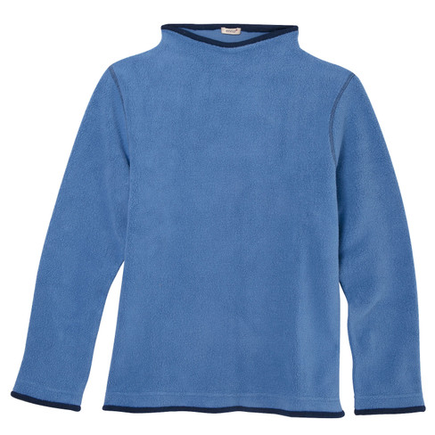 Image of Fleece pullover van bio-katoen met vulkaankraag, jeansblauw/nachtblauw Maat: XL