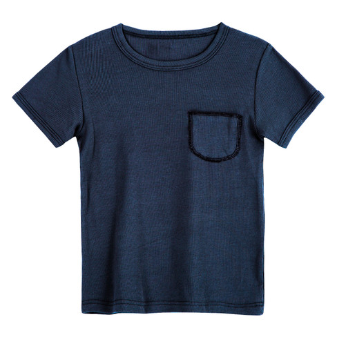 Image of T-shirt van bio-katoen met elastaan, blauw Maat: 110/116