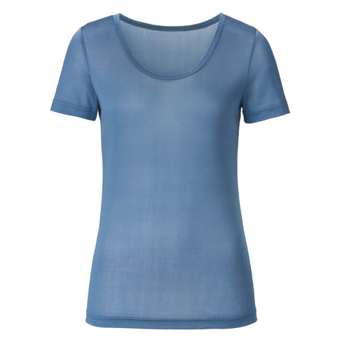 Image of T-shirt van bio-zijde, nachtblauw Maat: 40/42