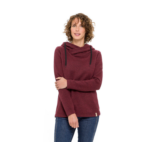 Pullover met capuchon van zuivere scheerwol, berry