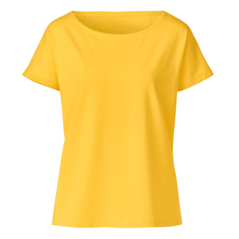 Image of T-shirt van bio-katoen met elastaan, geel Maat: 36/38