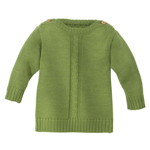 Image of Gebreide trui van bio-scheerwol, groen Maat: 50/56