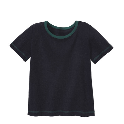 Image of Shirt met korte mouw van bourette zijde, petrol Maat: 122/128