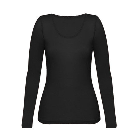 Image of Shirt met lange mouwen van bio-zijde, zwart Maat: 40/42