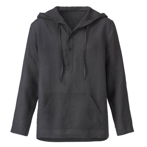 Image of Linnen hoodie, leisteen Maat: XL