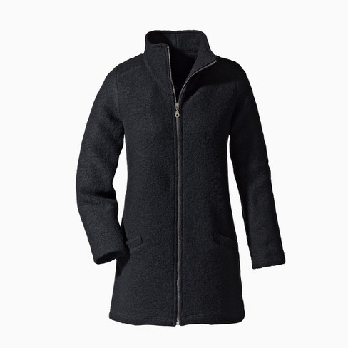 Image of Walkstof jas van bio-wol met bio-katoen, zwart Maat: 36/38
