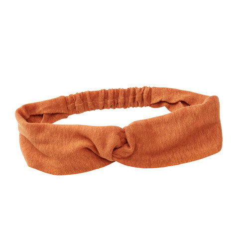 Image of Geplooide haarband van linnen met elastiek achter, kaneel Maat: één maat